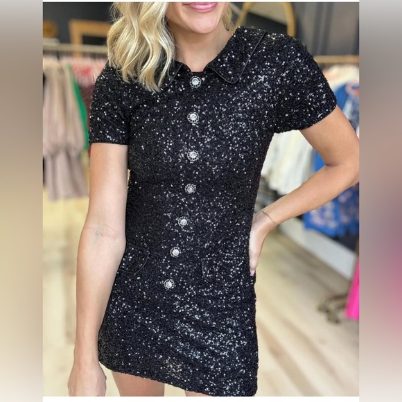 Anthropologie Mable NWT Sequin Shirt Mini Dress medium - Picture 2 of 3